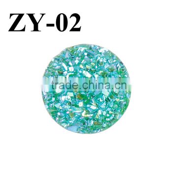 Druzy Cabochons Wholesale green 12mm Flat Round Resin