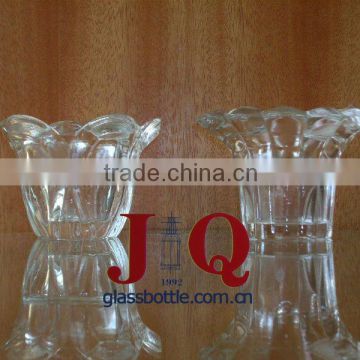small flower type clear Glass Candle holder