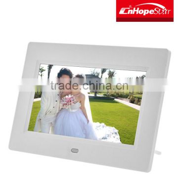 White/black acrylic frame 7 inch rechargeable battery digital photo frame
