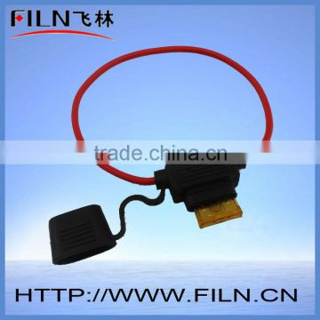 black waterproof car in line fuse holder with 20cm AWG18 wire and fuse