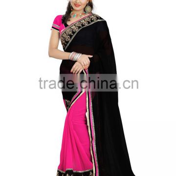 Black and red color weightless sarees