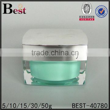 luxury acrylic cosmetic cream jar with lid 15g 30g 50g square shape plastic acrylic cream jar