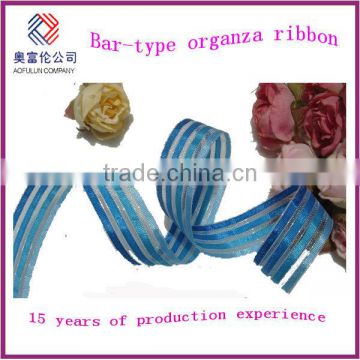 Bar-type and silver organza ribbon