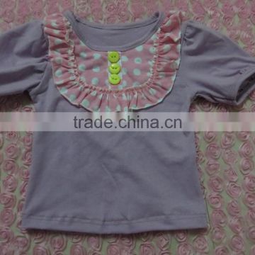 2016 hot sale children plain design100% cotton top with button baby shirt