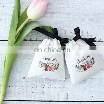 Personalize custom cotton bag drawstring pouch wedding favor bags