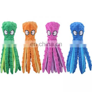 Bite resistant chewing plush squeaky octopus pet dog toy