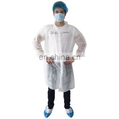 35gsm Polypropylene Disposable White Lab coat/Vistor Coat