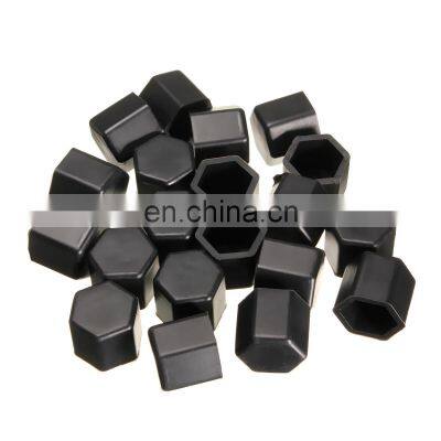 20pcs 17mm Black Silicone Hex Protector Wheel Lug Bolt Nut Cap Valve Stem Cover for VW for Audi for Vauxhall 17mm