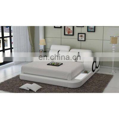 America modern design LED night light wooden structure master bedroom furniture leather soft bed frame