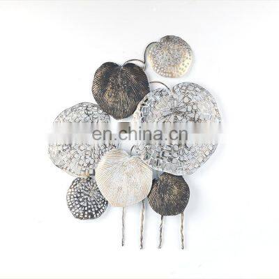 Amazon hot sale wholesale China Hollow Leaves Sculpture Metal black home Wall decoration items