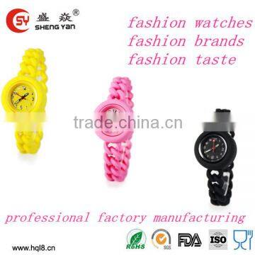 made in china woven flexible strap watches for women