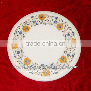 Inlay Marble Coffee Table Top , Pietra Dura Marble Table Top