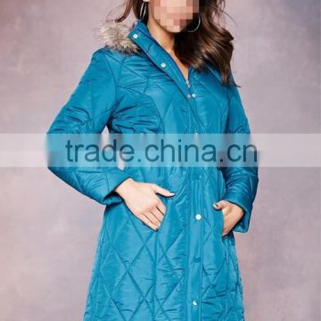 New quilting coat with detachable hood long sleeve fur collar winter jacket women down jacket