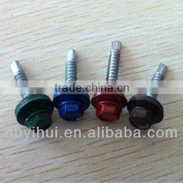 Color painted hex head self drilling screws with EPDM washer