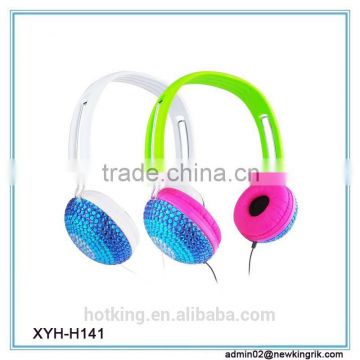 Fashion wired headphone for stereo diamond headphone for girl