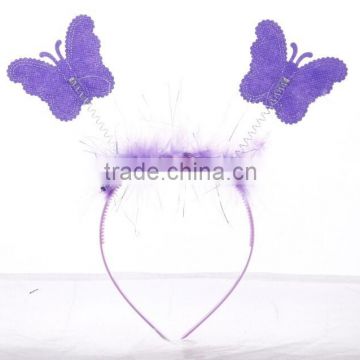 kids fashion holiday hair accessories feather hair ornament butterfly hairband