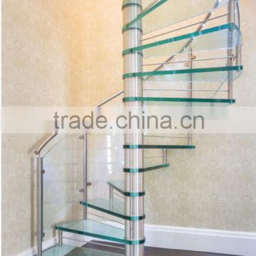 Bespoke Spiral stair with glass tread and glass railing