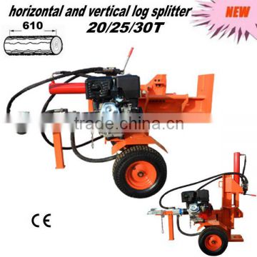 new type 20-30t 530-610mm horizontal and vertical hydraulic diesel wood splitting machine with take-off with CE from China