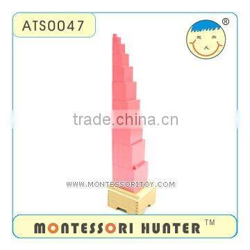 Beechwood Pink Tower with Stand, Montessori Toys 477 items, High quality and green materials.