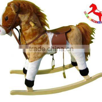 74*30*58cm ASTMF963 customized stuffed playful plush rocking horses series toy with wooden base&music