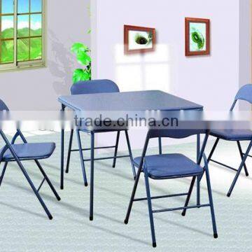 Folding table set with metal and soft cushion