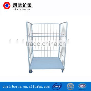 Foldable three sides material handling steel tube pallet roll container