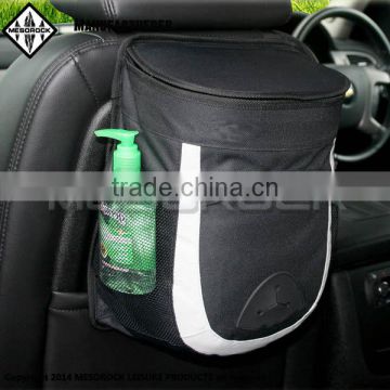 The litter bin stylish car trash bag. It hangs from any car seat and conceals trash
