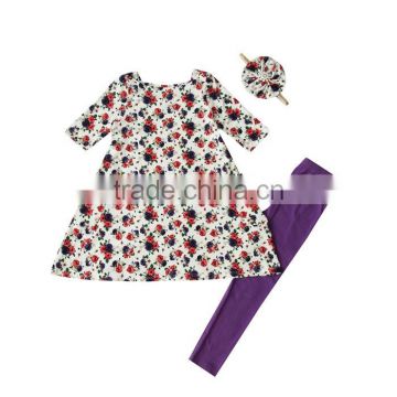 Fashion baby Long sleeve floral Dresses Spring Dress with leggings Patterns Kids Dress