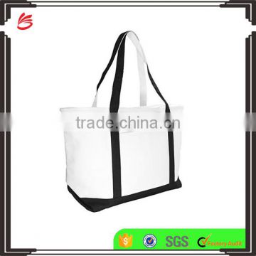 Hot sell fashion canvas beach bag rope handle tote bag for women