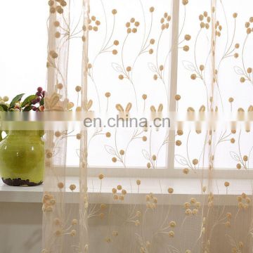 Wholesale simple modern transparent living room French window embroidery sheer curtains beige
