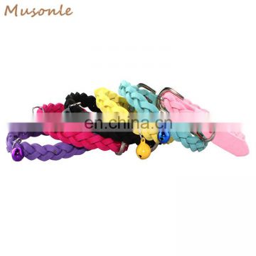 New Designs Lovely Pet Products Weaving Dog Cat Collar With Bell
