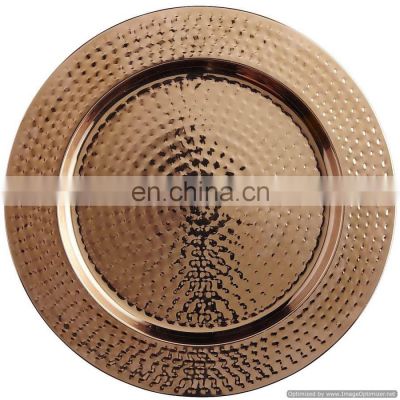 hammered copper plated wedding charger plate