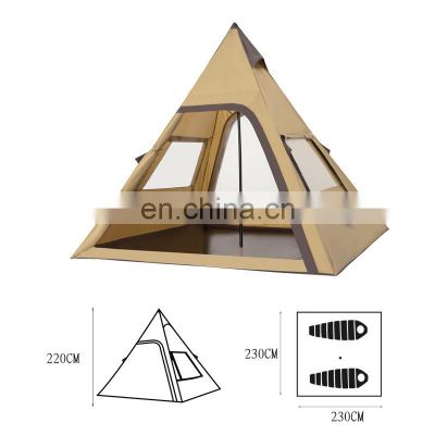 Outdoor Camping  1-2 Person Pyramid Style Tent Waterproof Oxford PU Fabric Indian Teepee