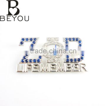 Wholesale 2016 new zeta phi beta double stone brooch girls' fancy greek ZPB life member pin jewelry high quality