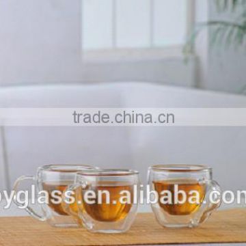 350ml handmade borosilicate double wall glass coffee cup