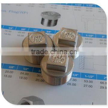 3/4" BSP S/steel plug square 150PSI