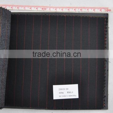 Black and red stripe dandyish design wool suit fabric