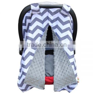 Top Level 2 Layers Grey Chevron Pattern Minky Cotton Baby Carrier Canopy
