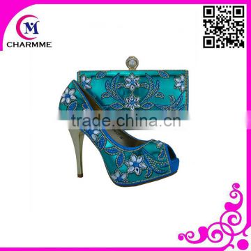 new arrival sky blue shoes and bags set to match women