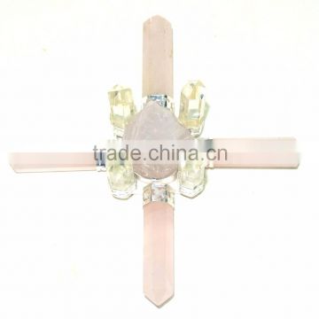 Rough Rose Cone Crystal Rose 8-Point Energy Generator