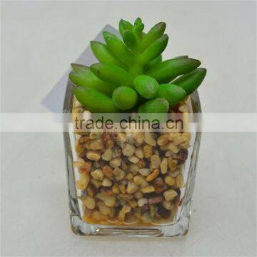 New Product High Quality Artificial Plant with Little Glass pot