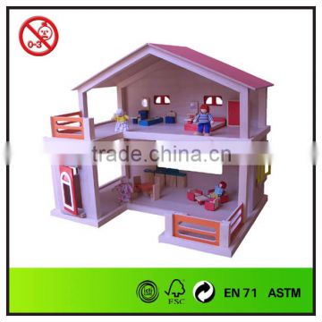 assembly happy family wooden doll house for children