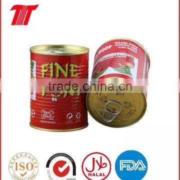 red color tomato paste in canned packing