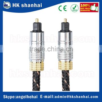 low price heavy duty metal connectors braided jacket gold 5mm toslink digital optical audio cable supports DVR CD player