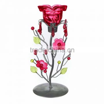 Red Rose Tea Candle Holder Stand Candleholder
