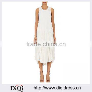 Customized Lady Apparel Sleeveless Crewneck Stretch Cotton-blend Dress(DQM014D)