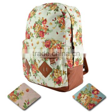 New Canvas Girls Flower Rucksack Backpack School College Travel Bag 15934