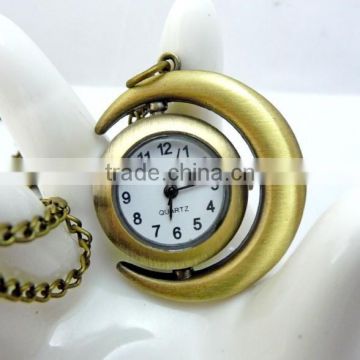 free shipping!!! 35*30mm cartoon moon pendant pocket watch @ mixed Antique Bronze Mechanical Locket Watch pocket