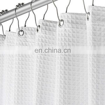 Amazon Product White Waffle Shower Curtain, Heave Duty Waffle Weave Shower Curtain, High Quality Waterproof Bathroom Curtain