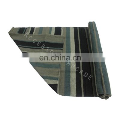 100% Cotton Yoga Rug Mat Black Stripe